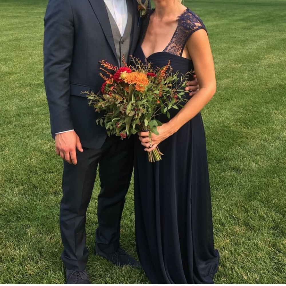 Pinkblush navy formal maternity gown